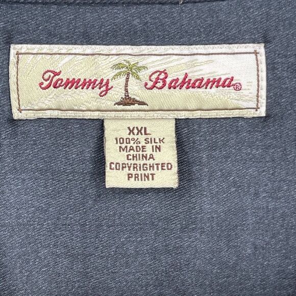 Tommy Bahama Dark Gray Silk Hawaiian Floral Long Sleeve Button-Up Shirt 2XL - Picture 3 of 5